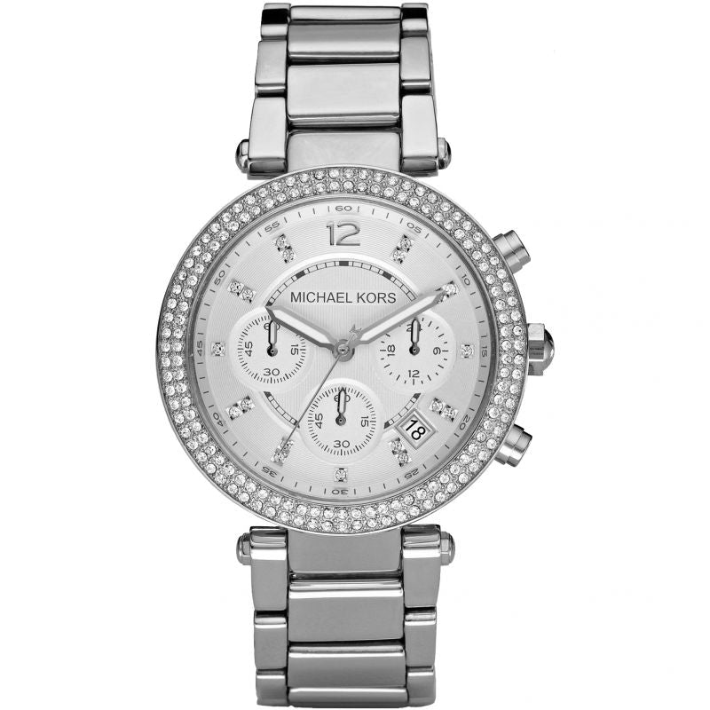Michael Kors Ladies Parker Silver Chronograph Watch - MK5353